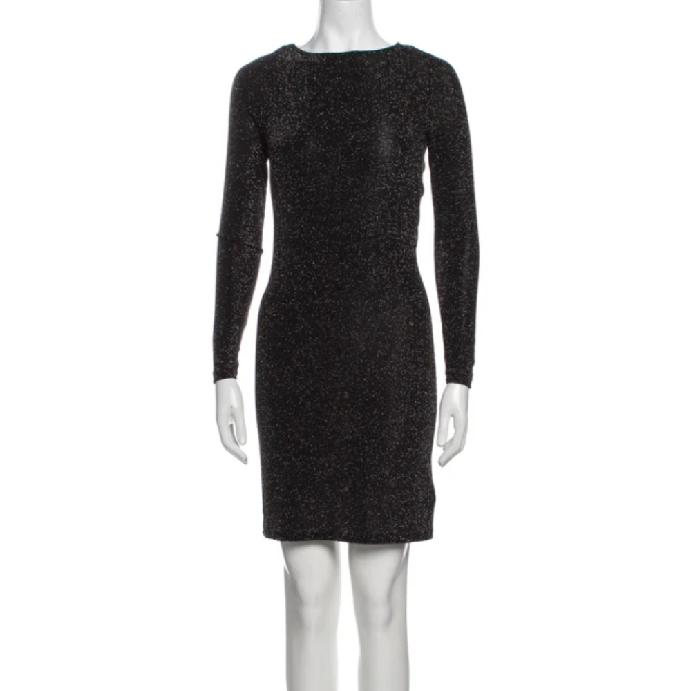 Michael Kors black glitter crew neck mini dress M women's